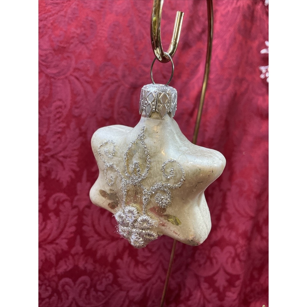 Vintage Hand Blown gold and silver candle/flower design ornaments X 4 W. Germany - Picture 6 of 11